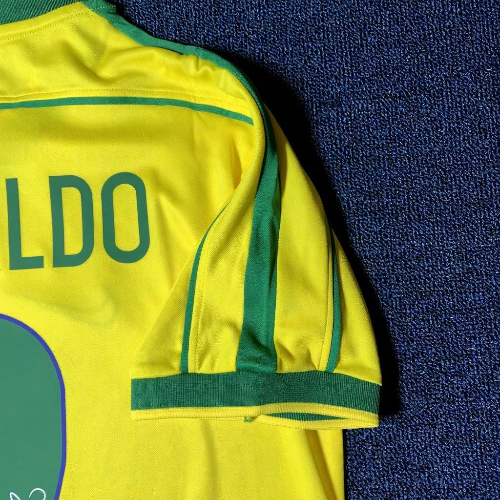 Ronaldo SIGNED - Brazil 1998 Home Jersey/Shirt - PRINTED AUTOGRAPH