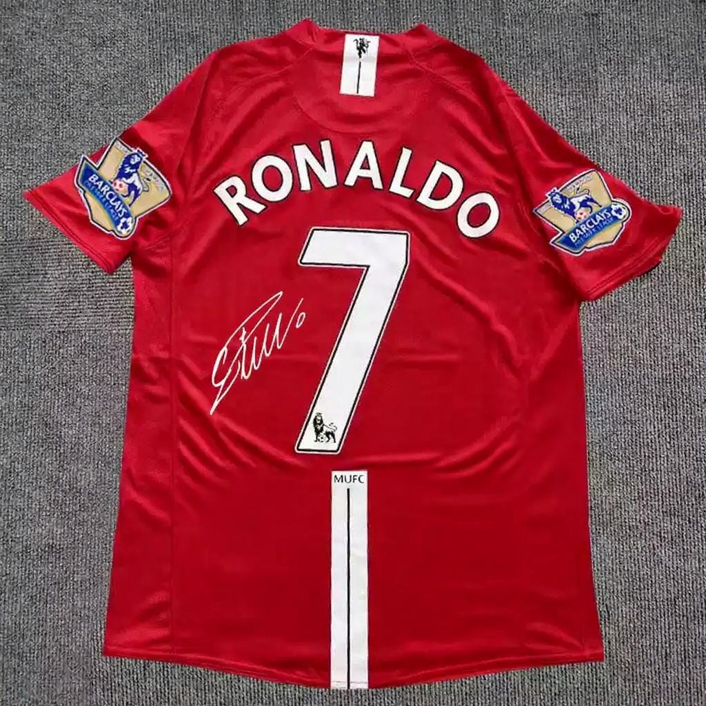 C. Ronaldo Signed - Manchester Un. 07/08 H&A Jersey/Shirt - Printed Autograph