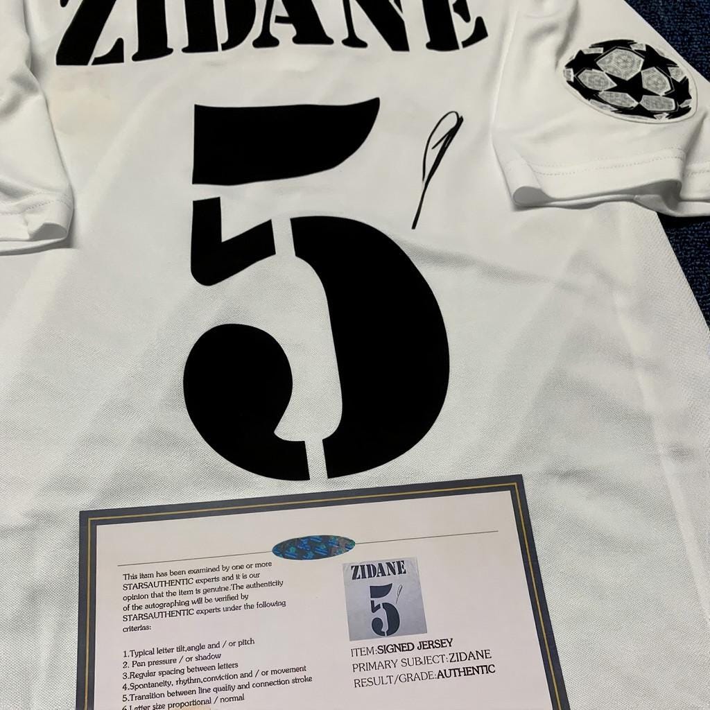 Zinedine Zidane SIGNED - Real Madrid 02/03 Home Jersey/Shirt - PRINTED AUTOGRAPH