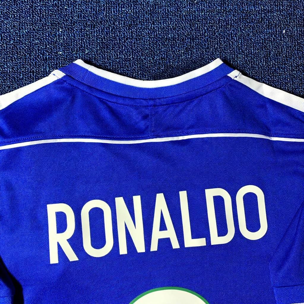 Ronaldo SIGNED - Brazil 1998 Away Jersey/Shirt - PRINTED AUTOGRAPH