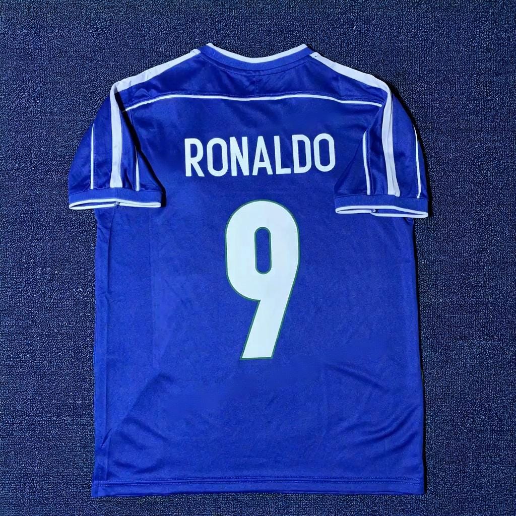 Ronaldo SIGNED - Brazil 1998 Away Jersey/Shirt - PRINTED AUTOGRAPH