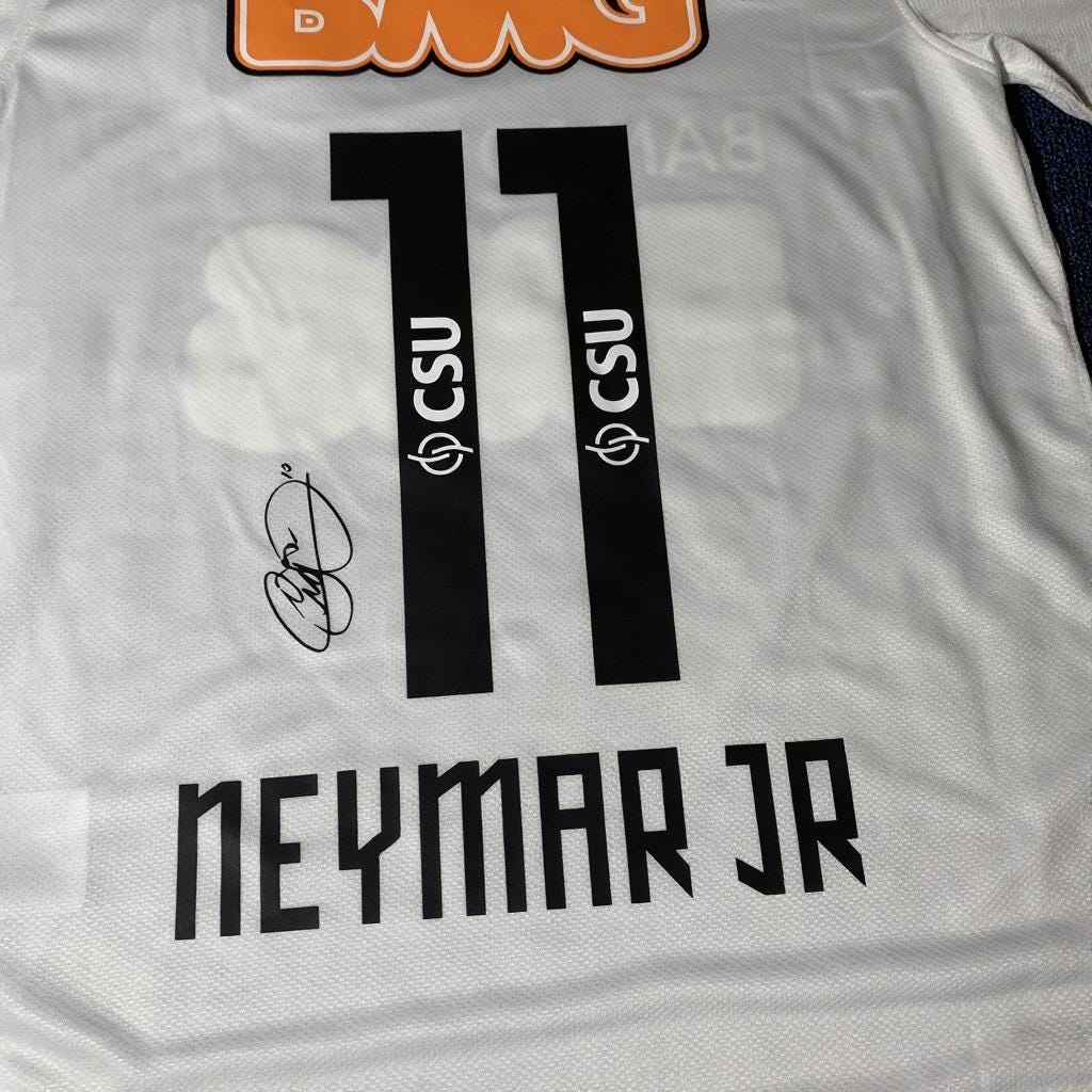 Neymar Jr SIGNED - Santos 12/13 Home Jersey/Shirt - PRINTED AUTOGRAPH