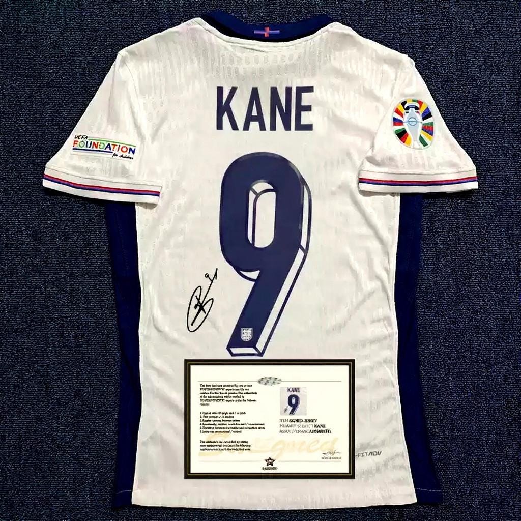 Harry Kane SIGNED - England Euro 2024 Home Jersey/Shirt - PRINTED AUTOGRAPH