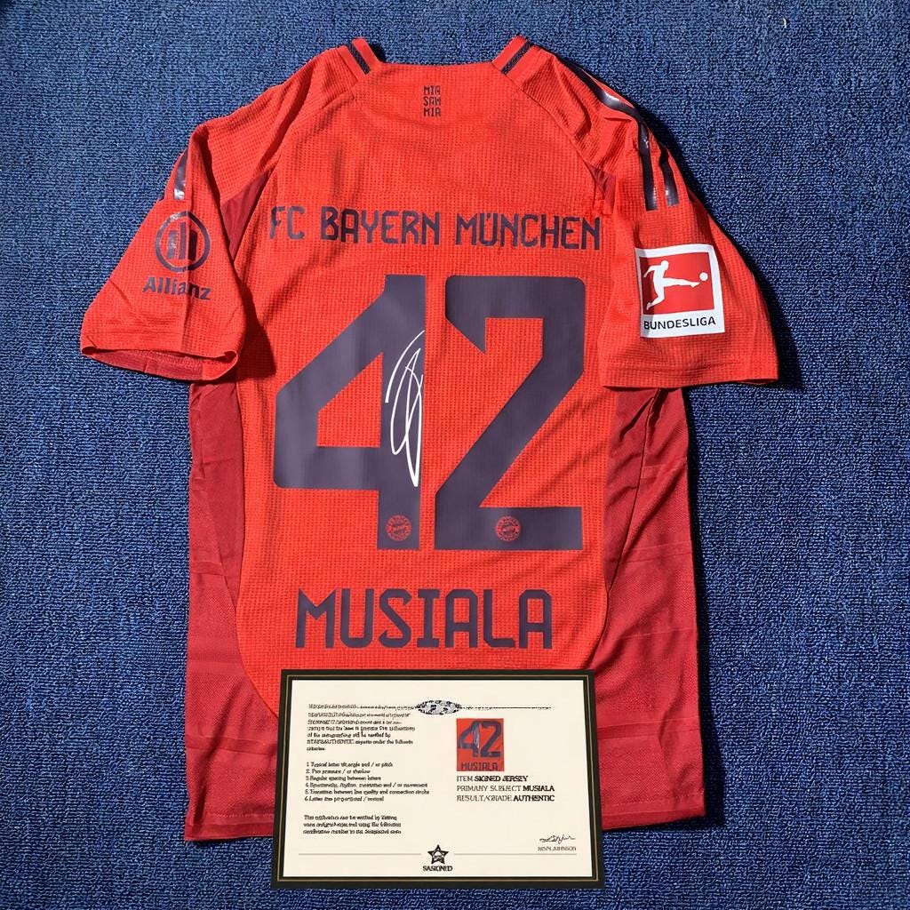 Jamal Musiala SIGNED - Bayern Munich 24/25 Home Jersey/Shirt - PRINTED AUTOGRAPH
