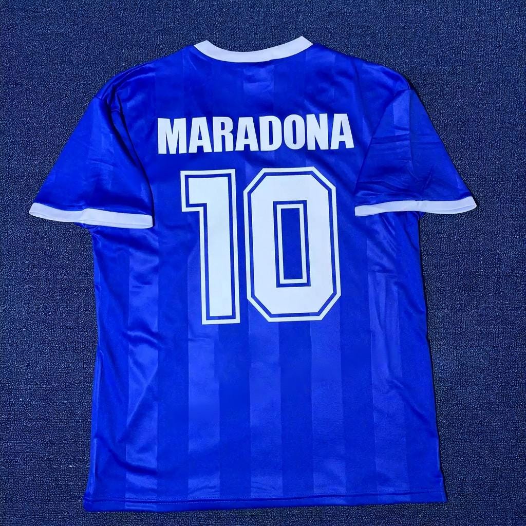 Diego Maradona SIGNED - Argentina 1986 Away Jersey/Shirt - PRINTED AUTOGRAPH