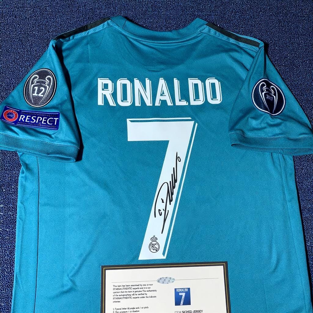 C. Ronaldo Signed - Real Madrid 17/18 Away Jersey/Shirt - Printed Autograph