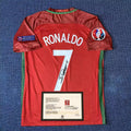 CRISTIANO RONALDO | PORTUGAL 2016 RETRO HOME DISPLAY JERSEY | PRINTED SIGNATURE