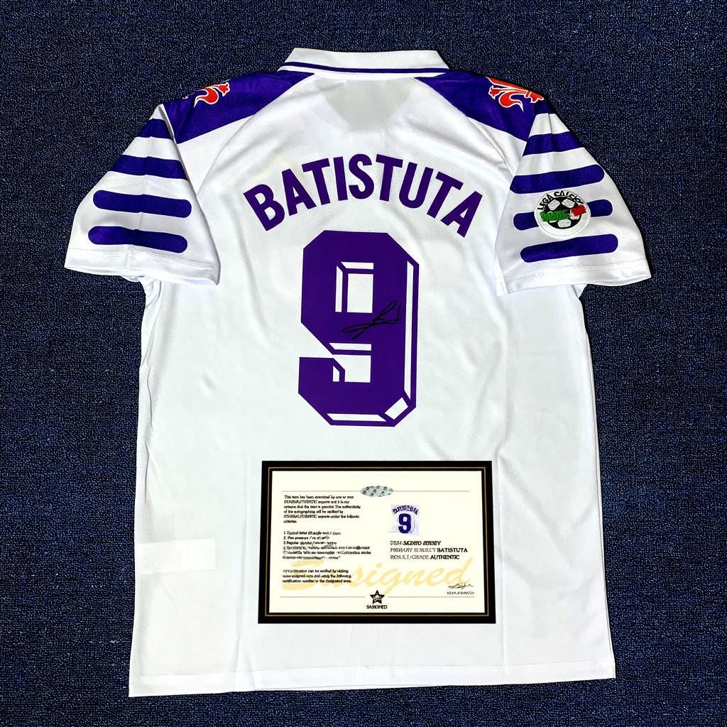 G. Batistuta Signed - Fiorentina 98/99 Away Jersey/Shirt - Printed Autograph