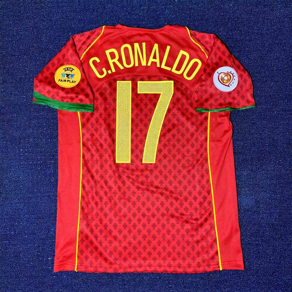 C. Ronaldo Signed - Portugal 2004 Retro Home Jersey/Shirt - Printed Autograph