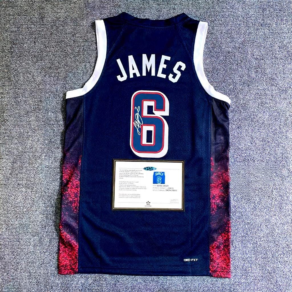 Lebron James SIGNED - Team Usa 2024 Away Jersey/Shirt - PRINTED AUTOGRAPH