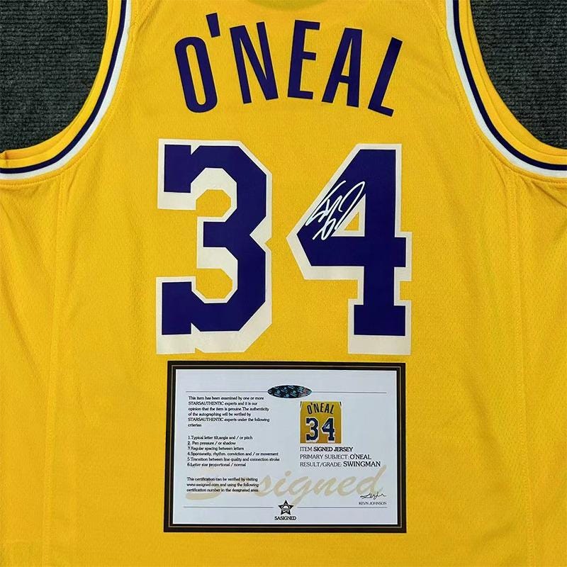 Shaquille O’Neal SIGNED - La. Lakers 96/97 Home Jersey/Shirt - PRINTED AUTOGRAPH