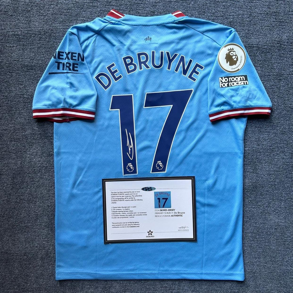 Kevin De Bruyne SIGNED - Manchester City 22/23 Home Jersey/Shirt - PRINTED AUTOGRAPH