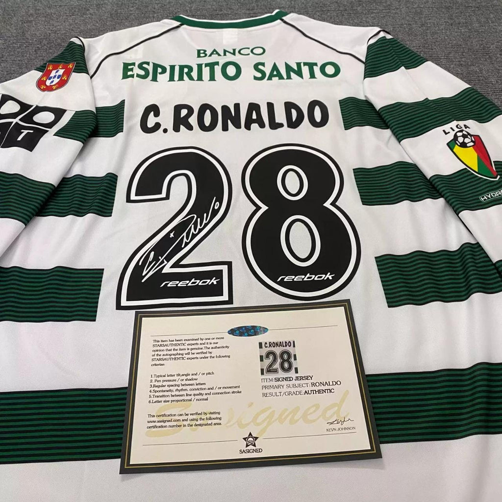Cristiano Ronaldo SIGNED - Sporting Lisbon 01/03 Home Jersey/Shirt - PRINTED AUTOGRAPH