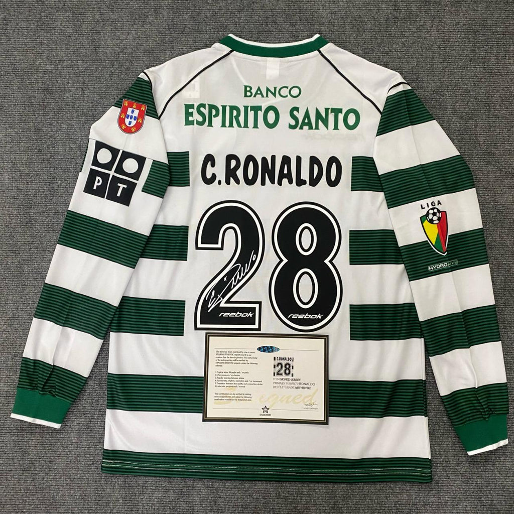Cristiano Ronaldo SIGNED - Sporting Lisbon 01/03 Home Jersey/Shirt - PRINTED AUTOGRAPH
