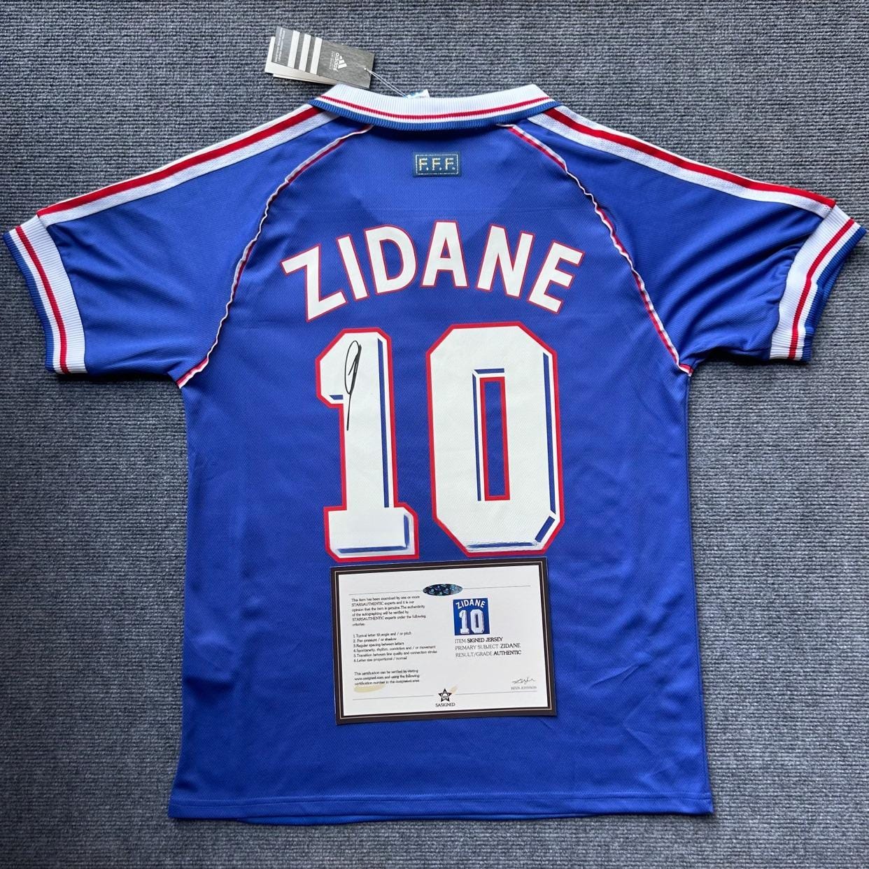 Zinedine Zidane SIGNED - France 1998 Home Jersey/Shirt - PRINTED AUTOGRAPH