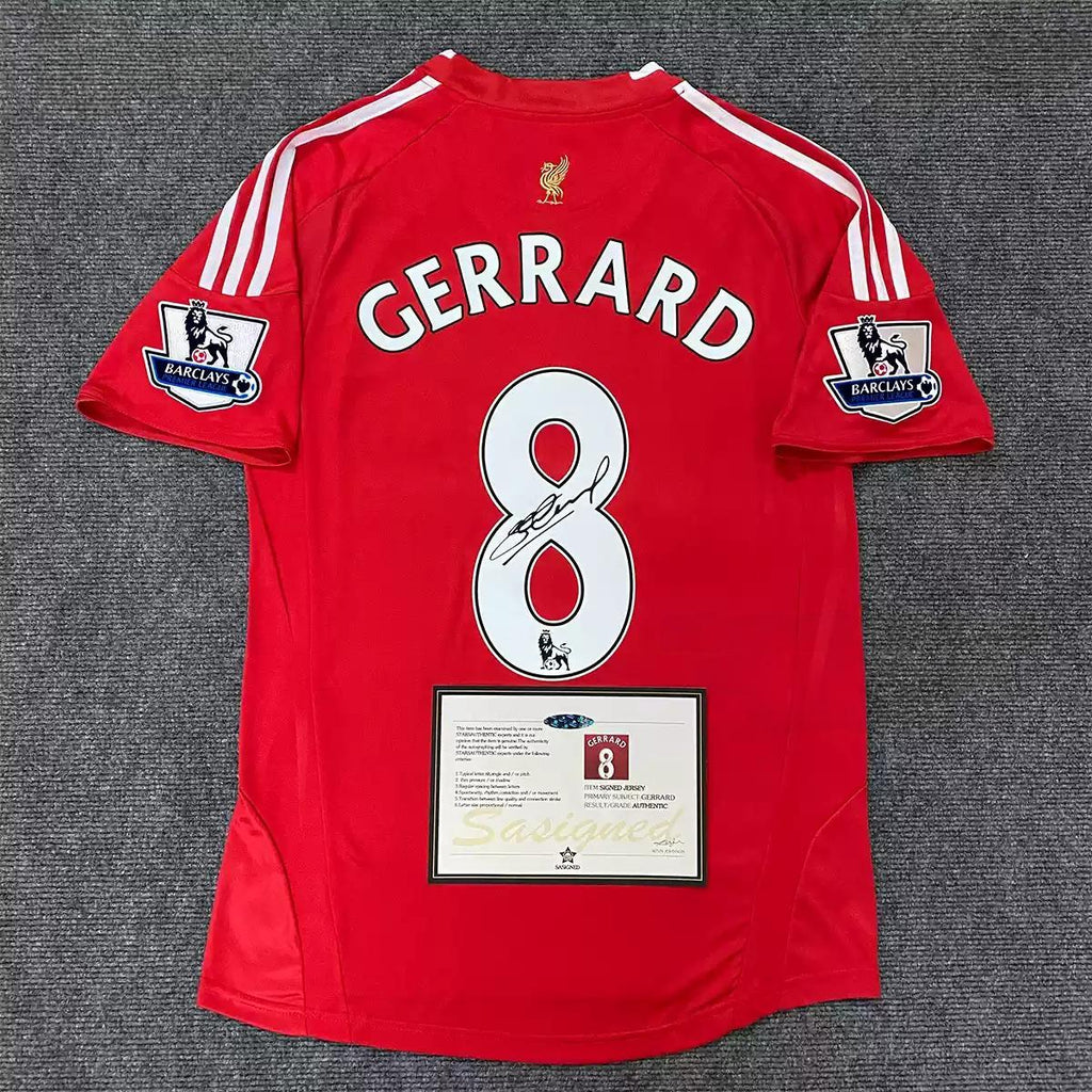 Steven Gerrard SIGNED - Liverpool 08/09 Home Jersey/Shirt - PRINTED AUTOGRAPH