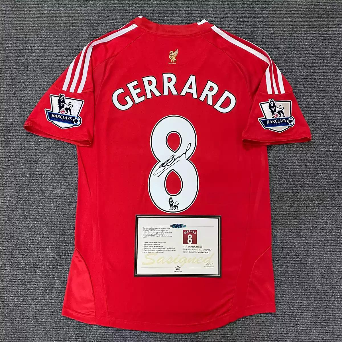 Steven Gerrard SIGNED - Liverpool 08/09 Home Jersey/Shirt - PRINTED AUTOGRAPH