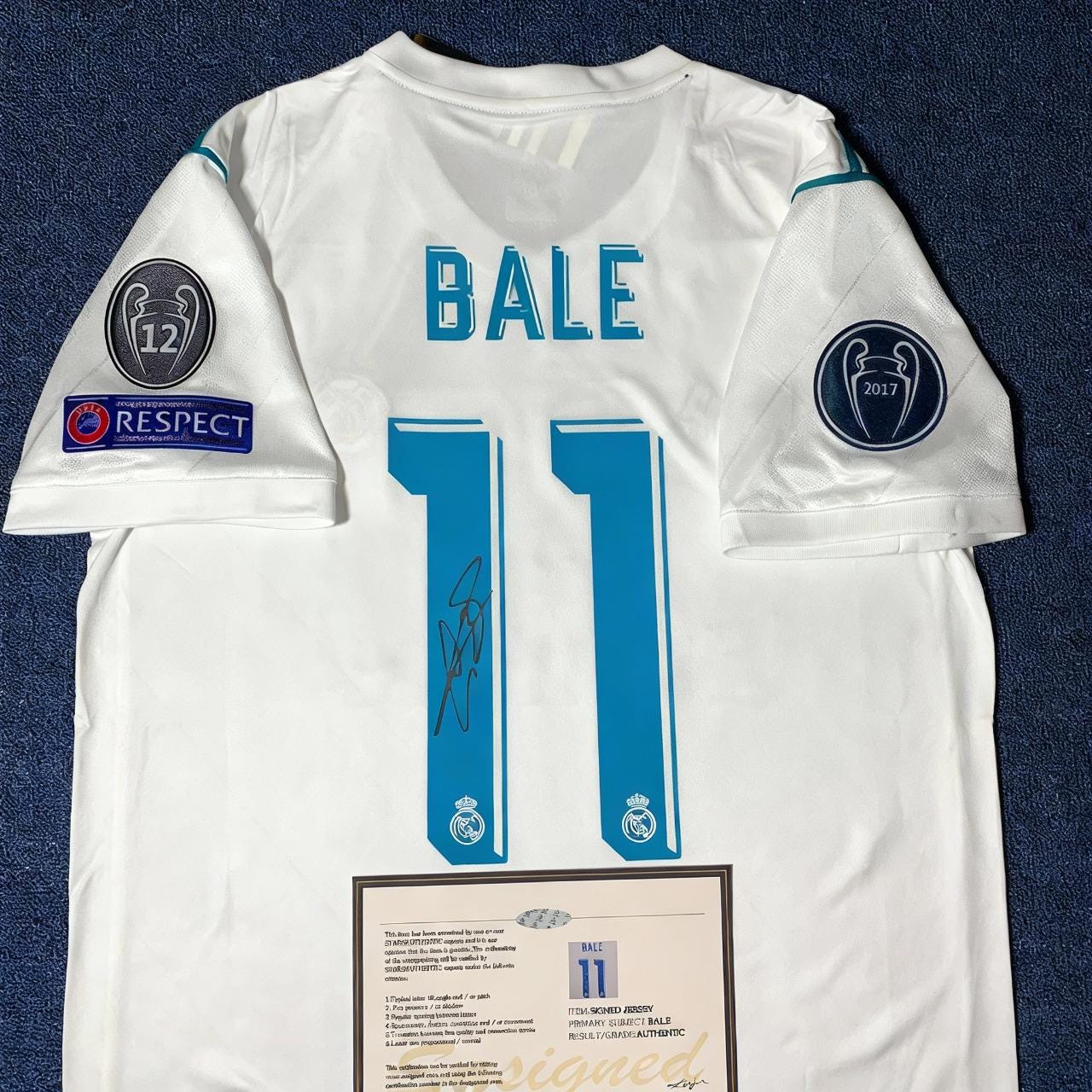 Gareth Bale SIGNED - Real Madrid 17/18 Home Jersey/Shirt - PRINTED AUTOGRAPH