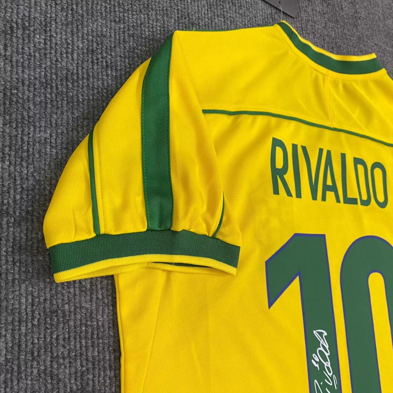 Rivaldo SIGNED - Brazil 1998 Home Jersey/Shirt - PRINTED AUTOGRAPH
