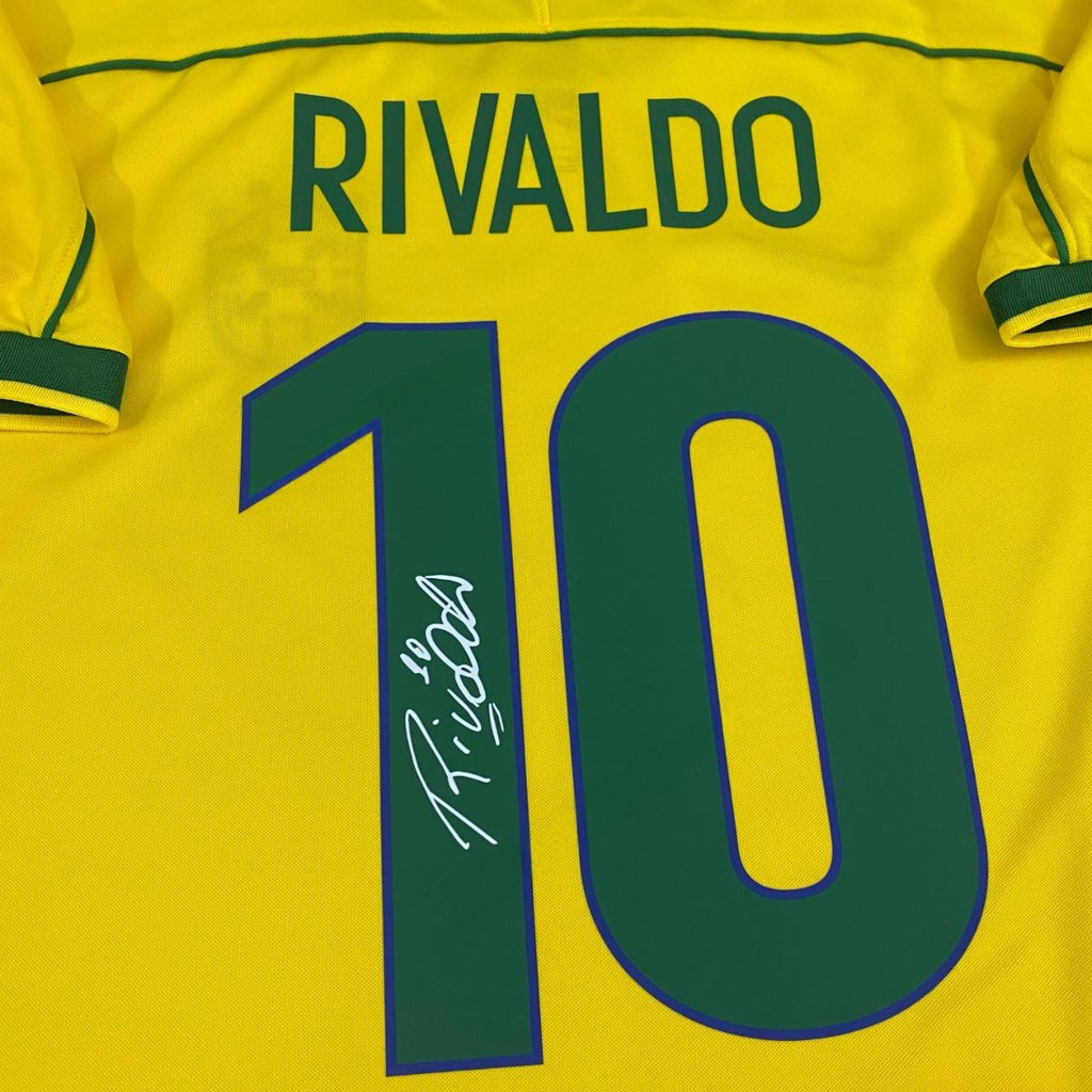 Rivaldo SIGNED - Brazil 1998 Home Jersey/Shirt - PRINTED AUTOGRAPH
