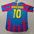 RONALDINHO | BARCELONA 05/06 RETRO HOME DISPLAY JERSEY | PRINTED SIGNATURE