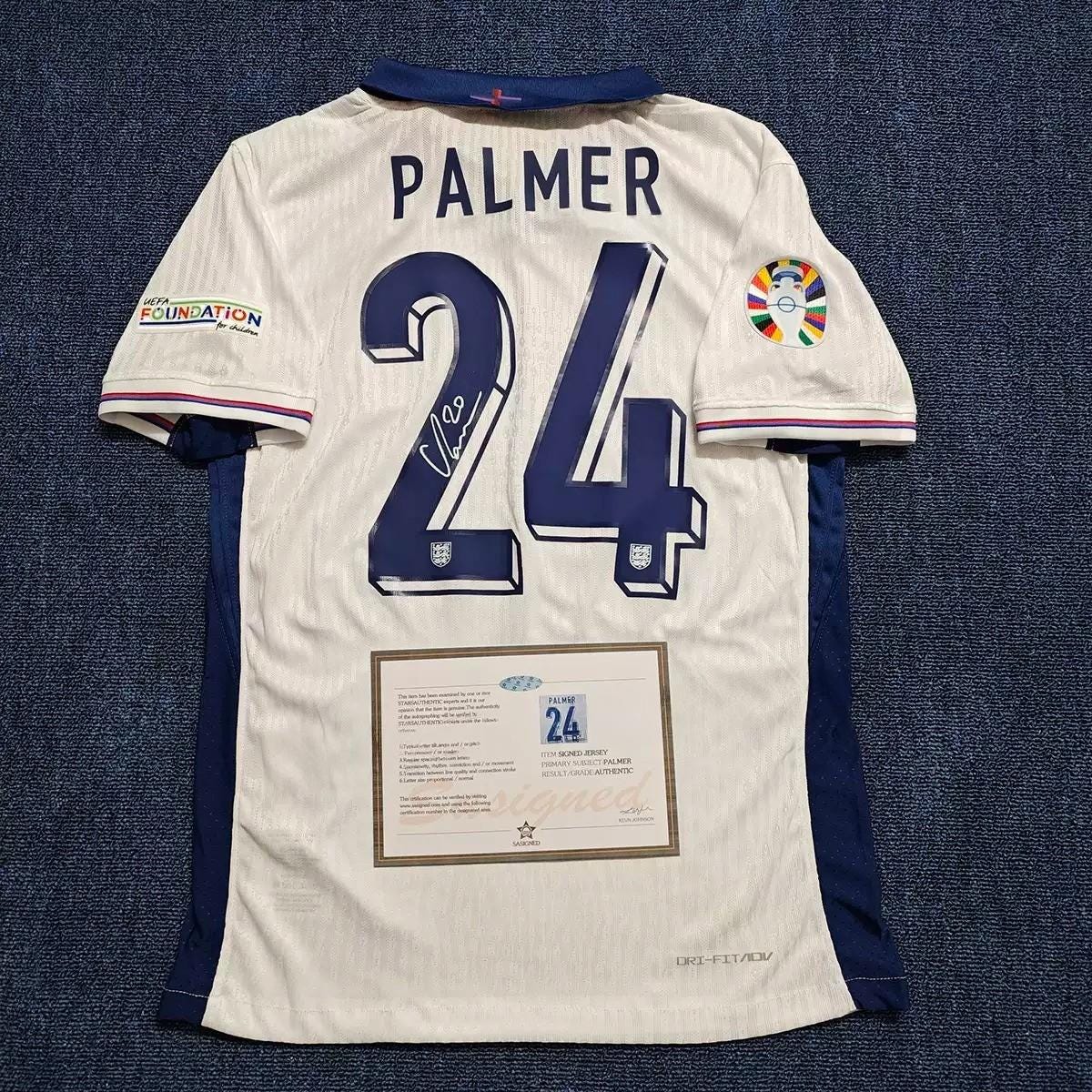 Cole Palmer SIGNED - England Euro 2024 Home Jersey/Shirt - PRINTED AUTOGRAPH