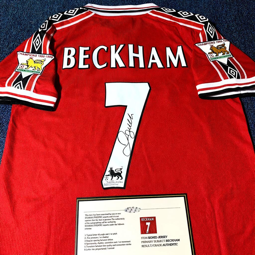 D. Beckham Signed - Manchester Un. 98/99 Home Jersey/Shirt - Printed Autograph