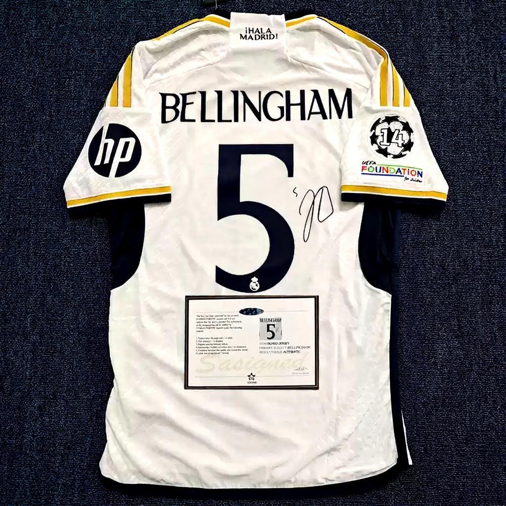 Jude Bellingham SIGNED - Real Madrid 23/24 Home Jersey/Shirt - PRINTED AUTOGRAPH