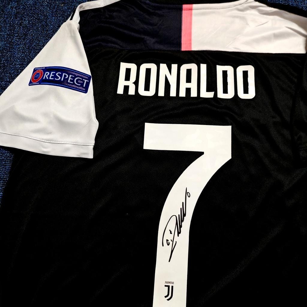 Cristiano Ronaldo SIGNED - Juventus 19/20 Home Jersey/Shirt - PRINTED AUTOGRAPH