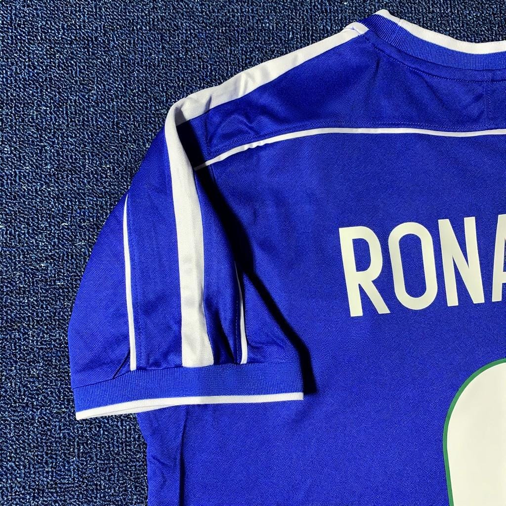 Ronaldo SIGNED - Brazil 1998 Away Jersey/Shirt - PRINTED AUTOGRAPH