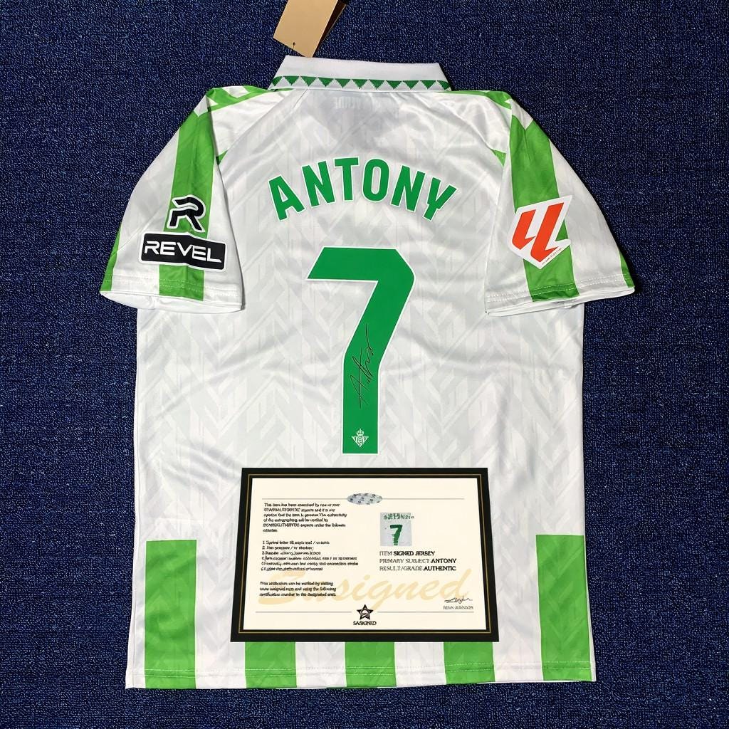 Antony SIGNED - Real Betis 24/25 Home Jersey/Shirt - PRINTED AUTOGRAPH