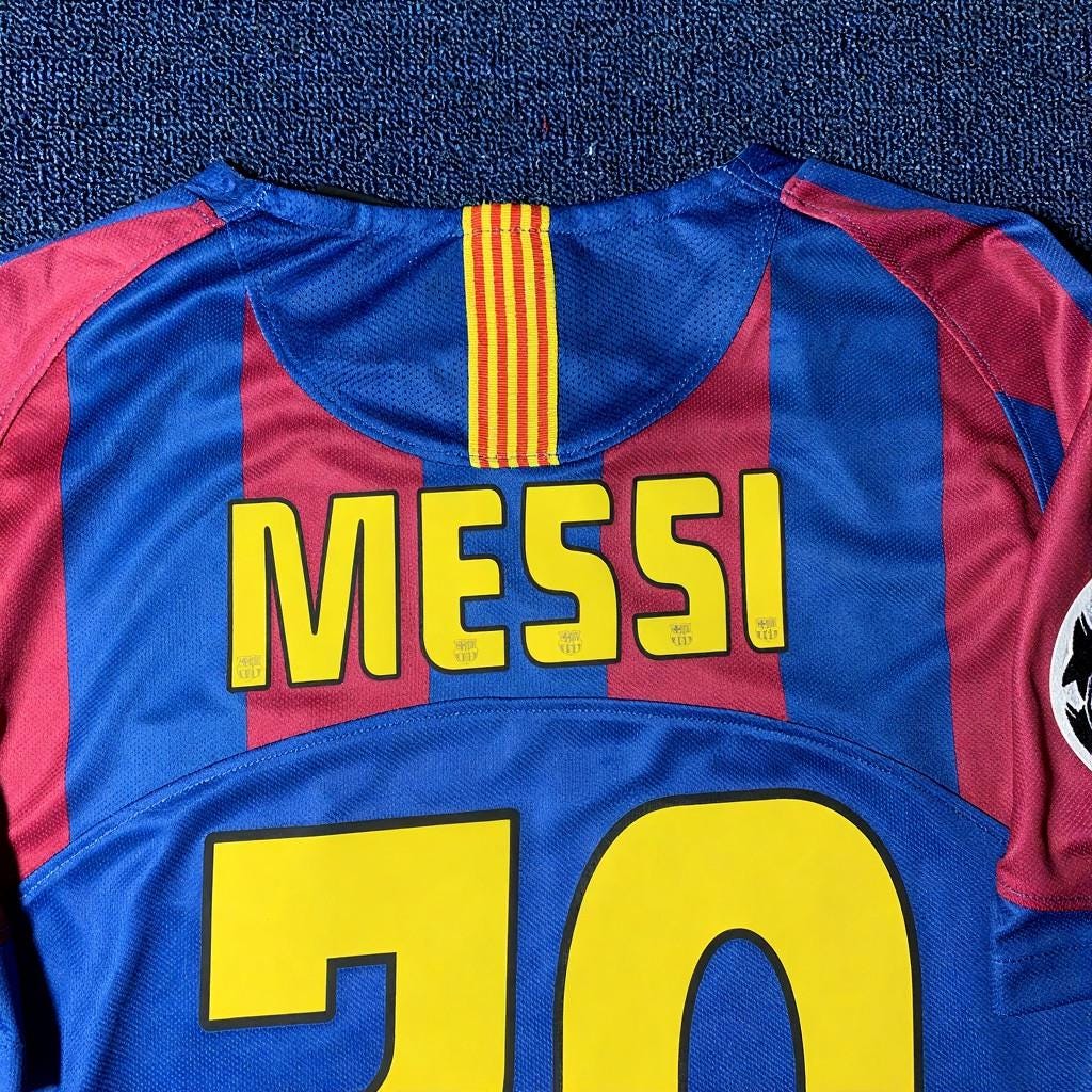 L. Messi Signed - Barcelona 05/06 Retro Home Jersey/Shirt - Printed Autograph