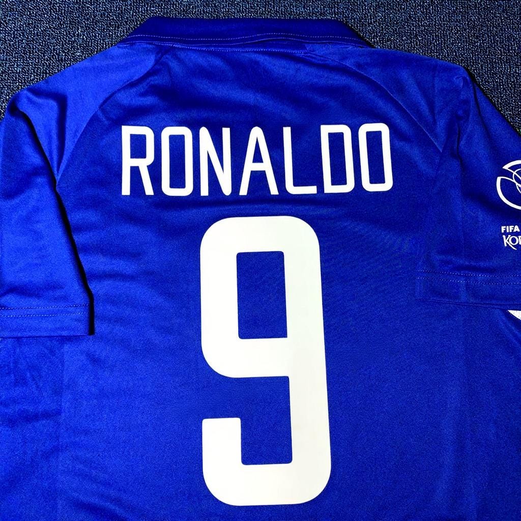 Ronaldo SIGNED - Brazil 2002 Away Jersey/Shirt - PRINTED AUTOGRAPH