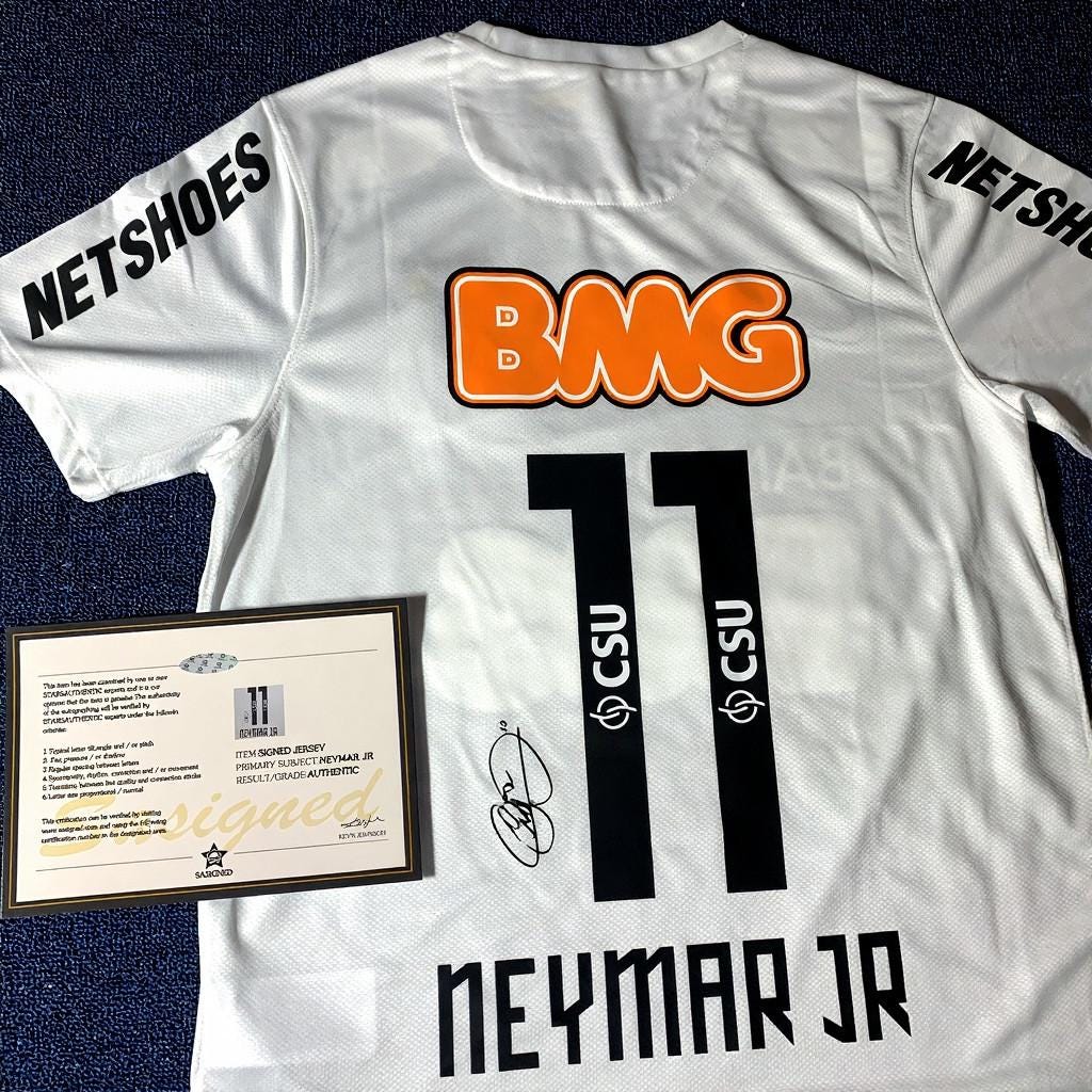Neymar Jr SIGNED - Santos 12/13 Home Jersey/Shirt - PRINTED AUTOGRAPH