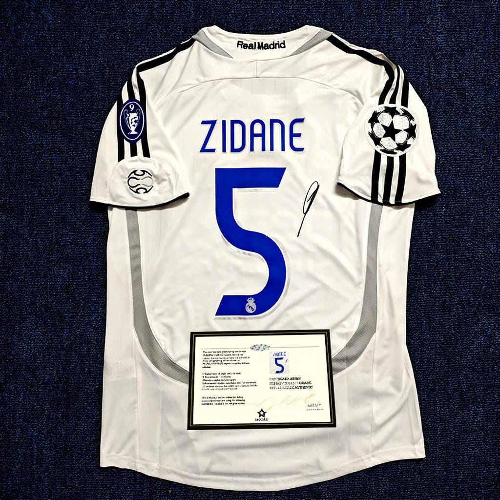 Zinedine Zidane SIGNED - Real Madrid 06/07 Home Jersey/Shirt - PRINTED AUTOGRAPH