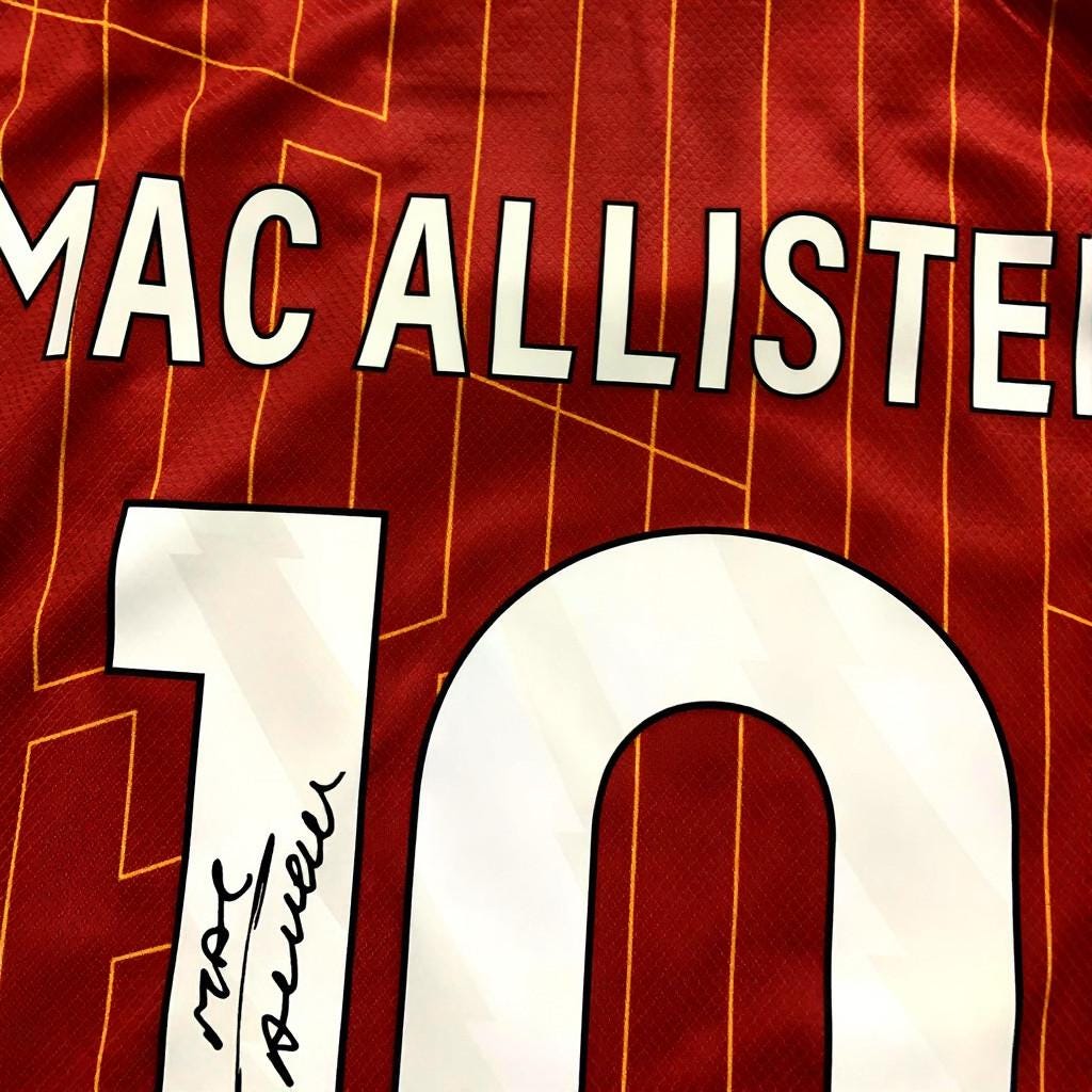 A. Mac Allister Signed - Liverpool 24/25 Home Jersey/Shirt - Printed Autograph
