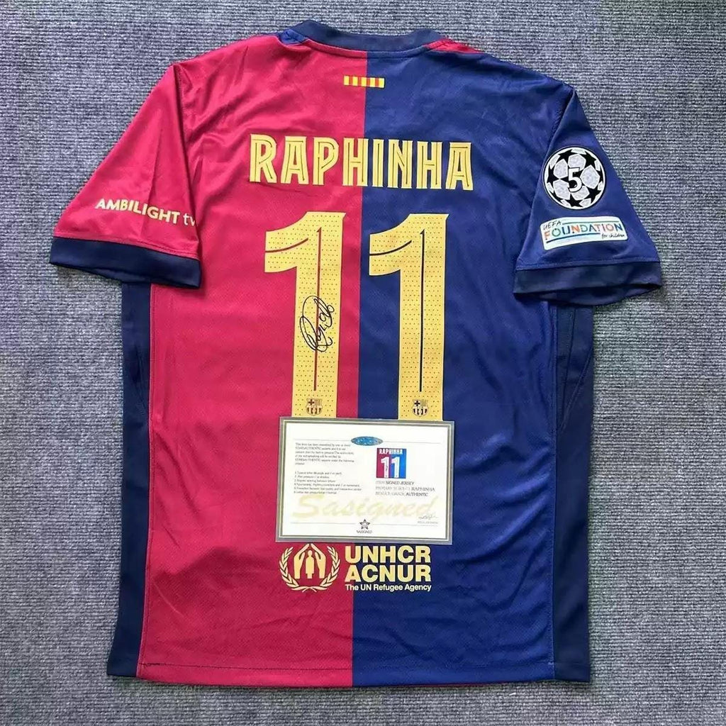 Raphinha SIGNED - Barcelona 24/25 Home Jersey/Shirt - PRINTED AUTOGRAPH