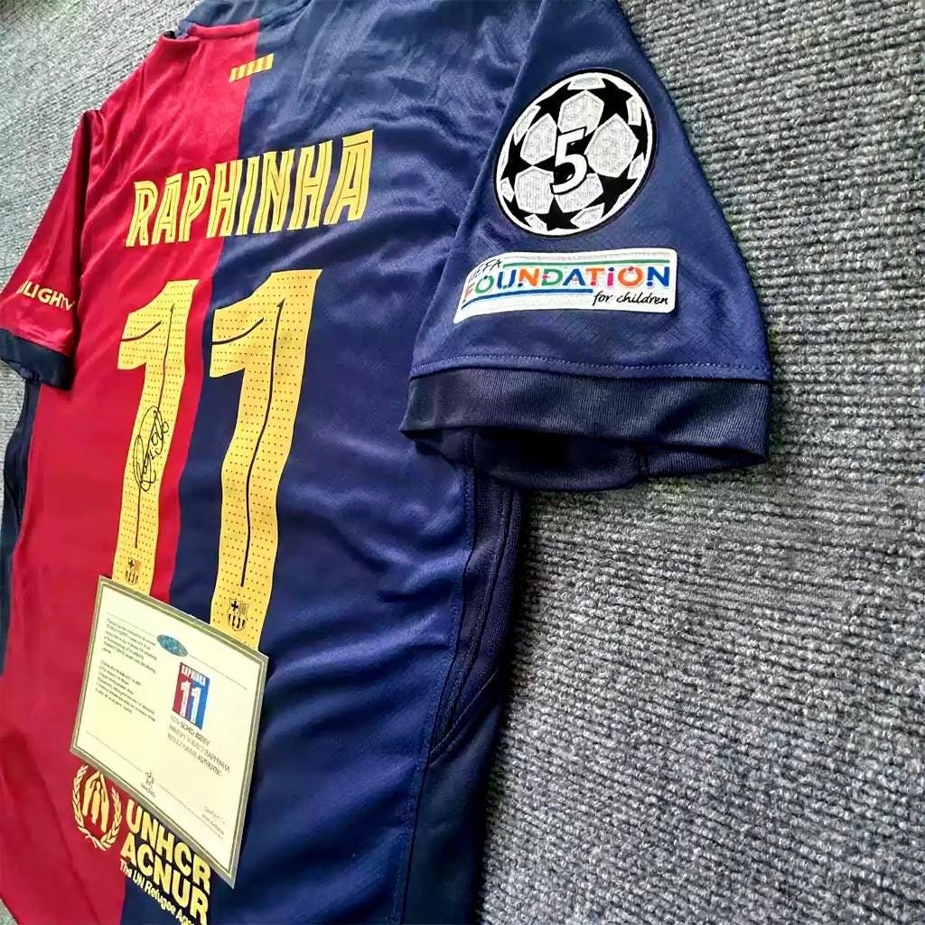 Raphinha SIGNED - Barcelona 24/25 Home Jersey/Shirt - PRINTED AUTOGRAPH