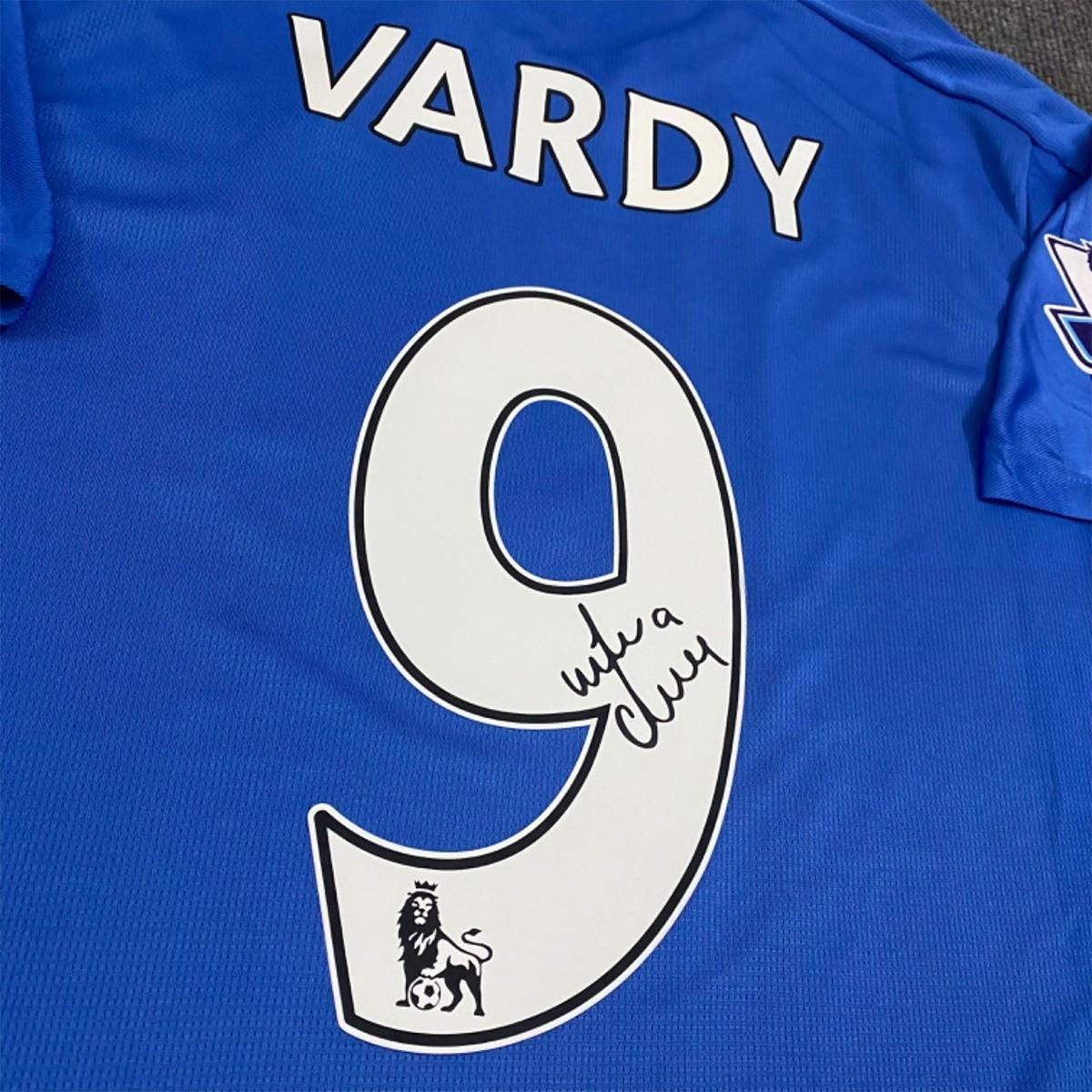 Jamie Vardy SIGNED - Leicester City 15/16 Home Jersey/Shirt - PRINTED AUTOGRAPH