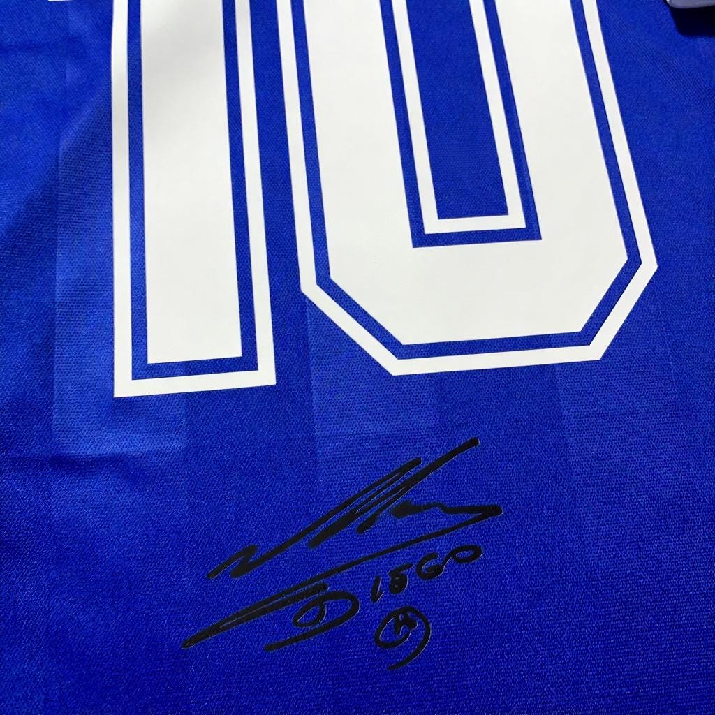 Diego Maradona SIGNED - Argentina 1986 Away Jersey/Shirt - PRINTED AUTOGRAPH