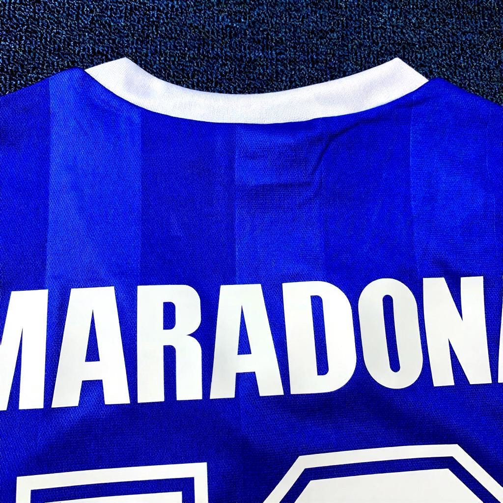 Diego Maradona SIGNED - Argentina 1986 Away Jersey/Shirt - PRINTED AUTOGRAPH