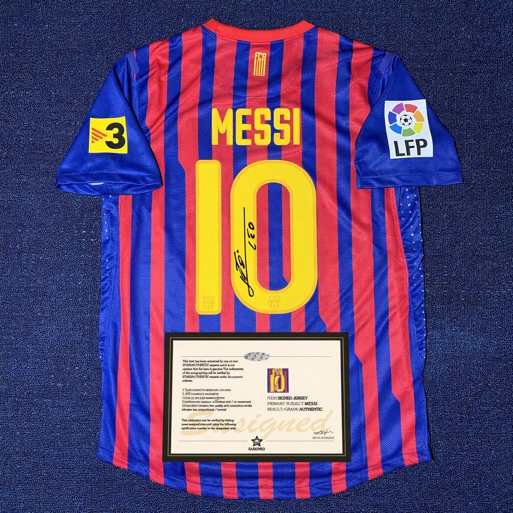 Lionel Messi SIGNED - Barcelona 11/12 Home Jersey/Shirt - PRINTED AUTOGRAPH