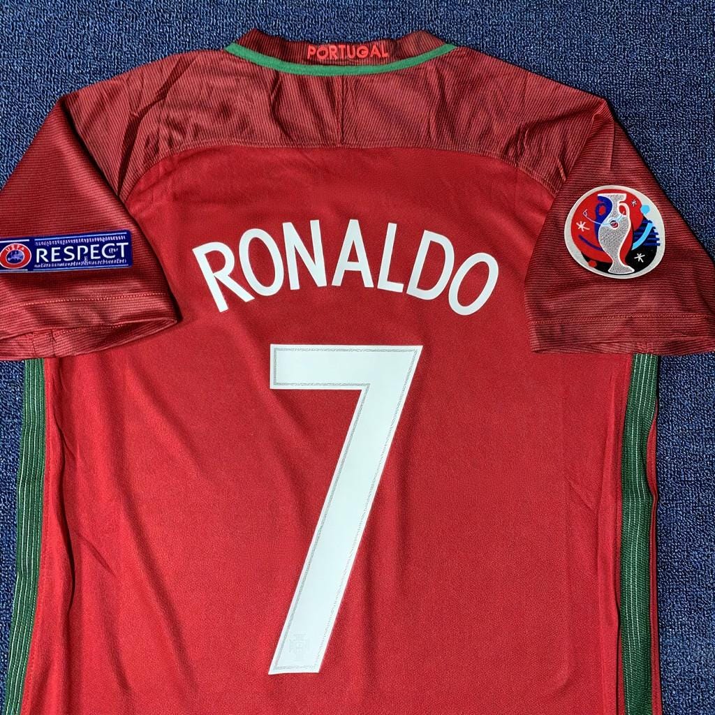 C. Ronaldo Signed - Portugal 2016 Retro Home Jersey/Shirt - Printed Autograph