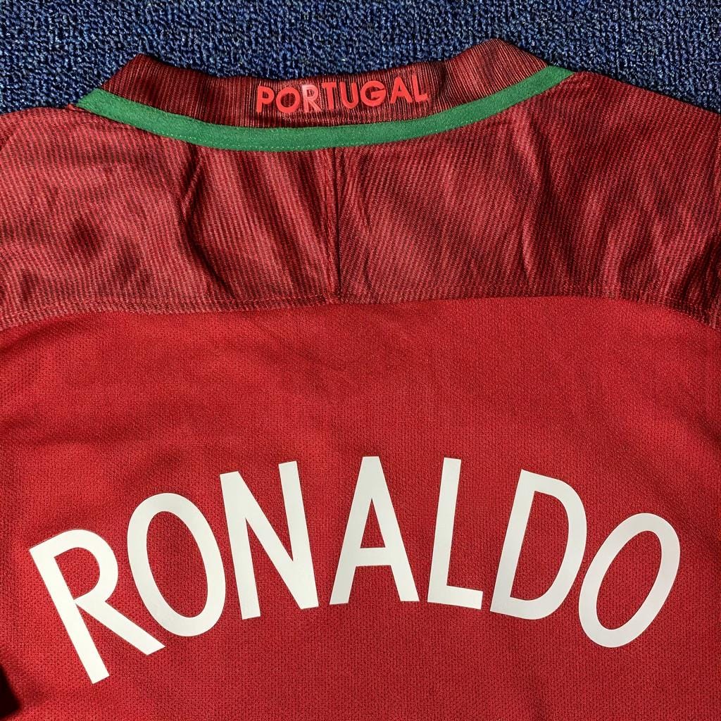 C. Ronaldo Signed - Portugal 2016 Retro Home Jersey/Shirt - Printed Autograph