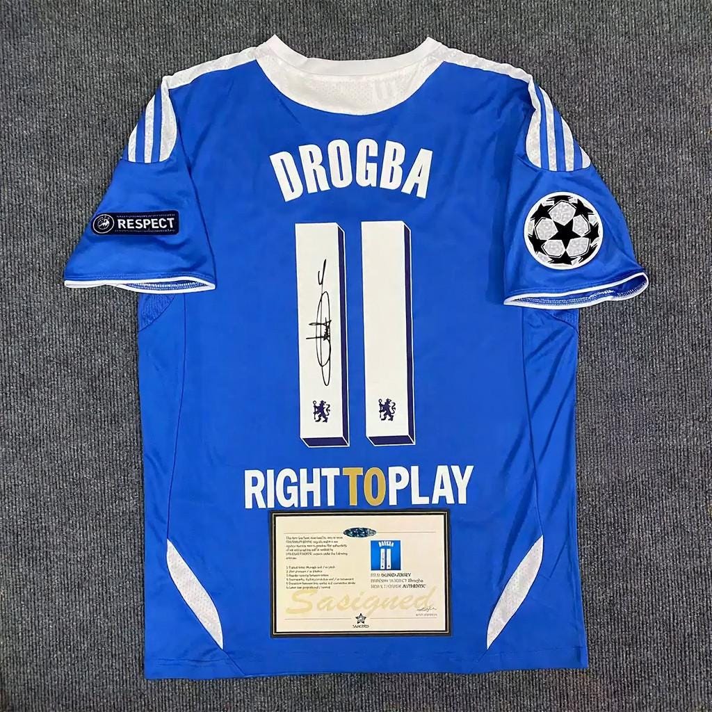 Didier Drogba SIGNED - Chelsea 11/12 Home Jersey/Shirt - PRINTED AUTOGRAPH