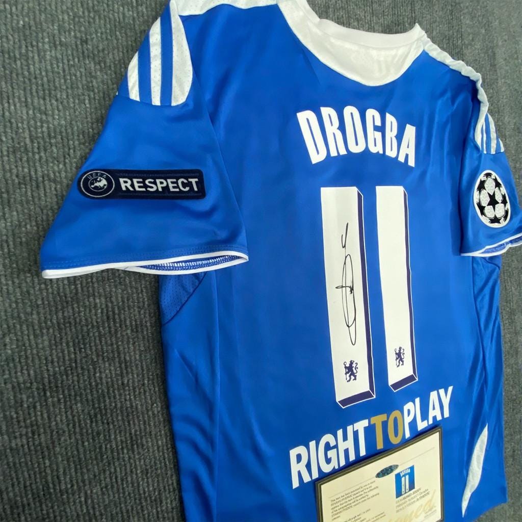 Didier Drogba SIGNED - Chelsea 11/12 Home Jersey/Shirt - PRINTED AUTOGRAPH
