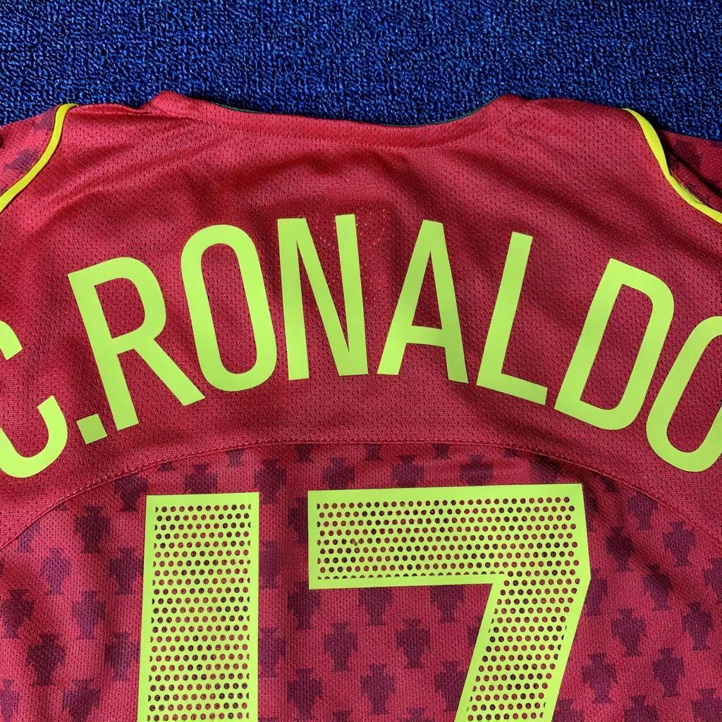 C. Ronaldo Signed - Portugal 2004 Retro Home Jersey/Shirt - Printed Autograph