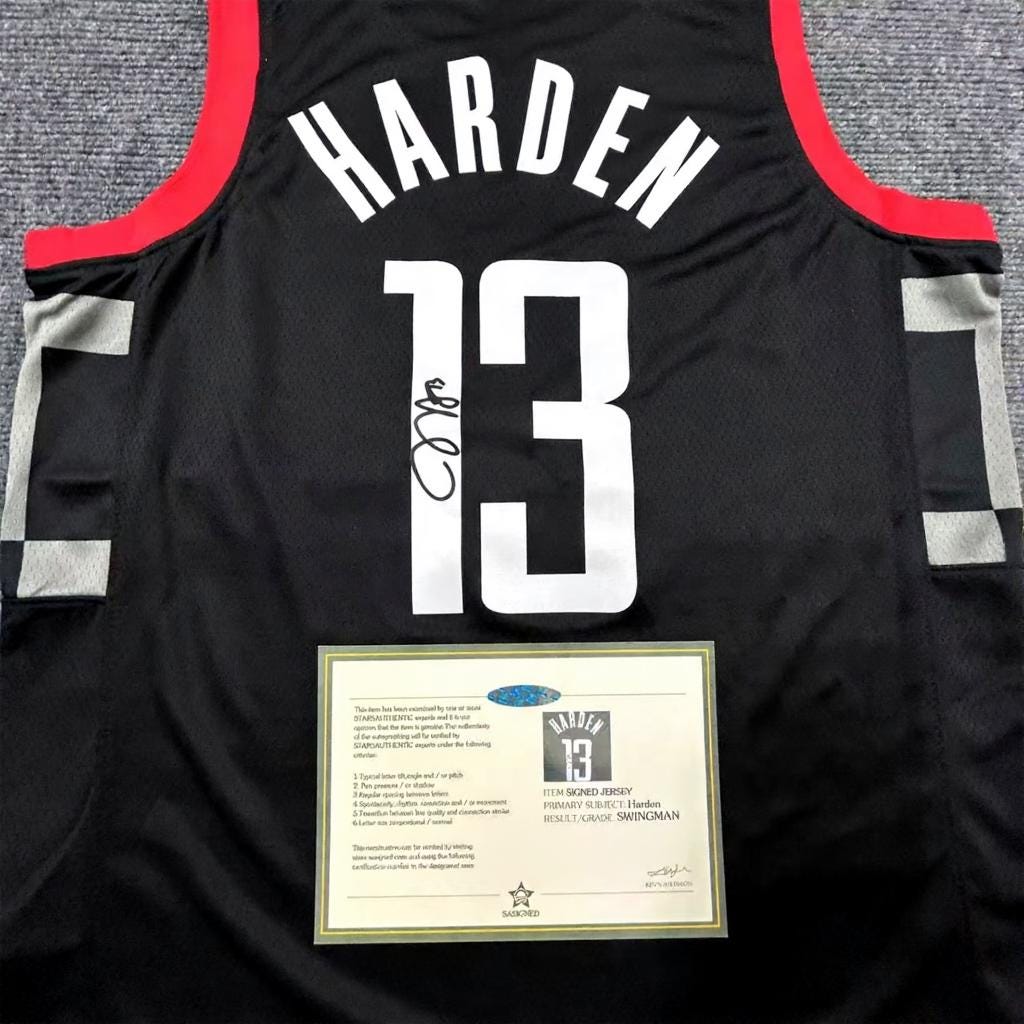 James Harden SIGNED - Houst. Rockets 03/04 Away Jersey/Shirt - PRINTED AUTOGRAPH