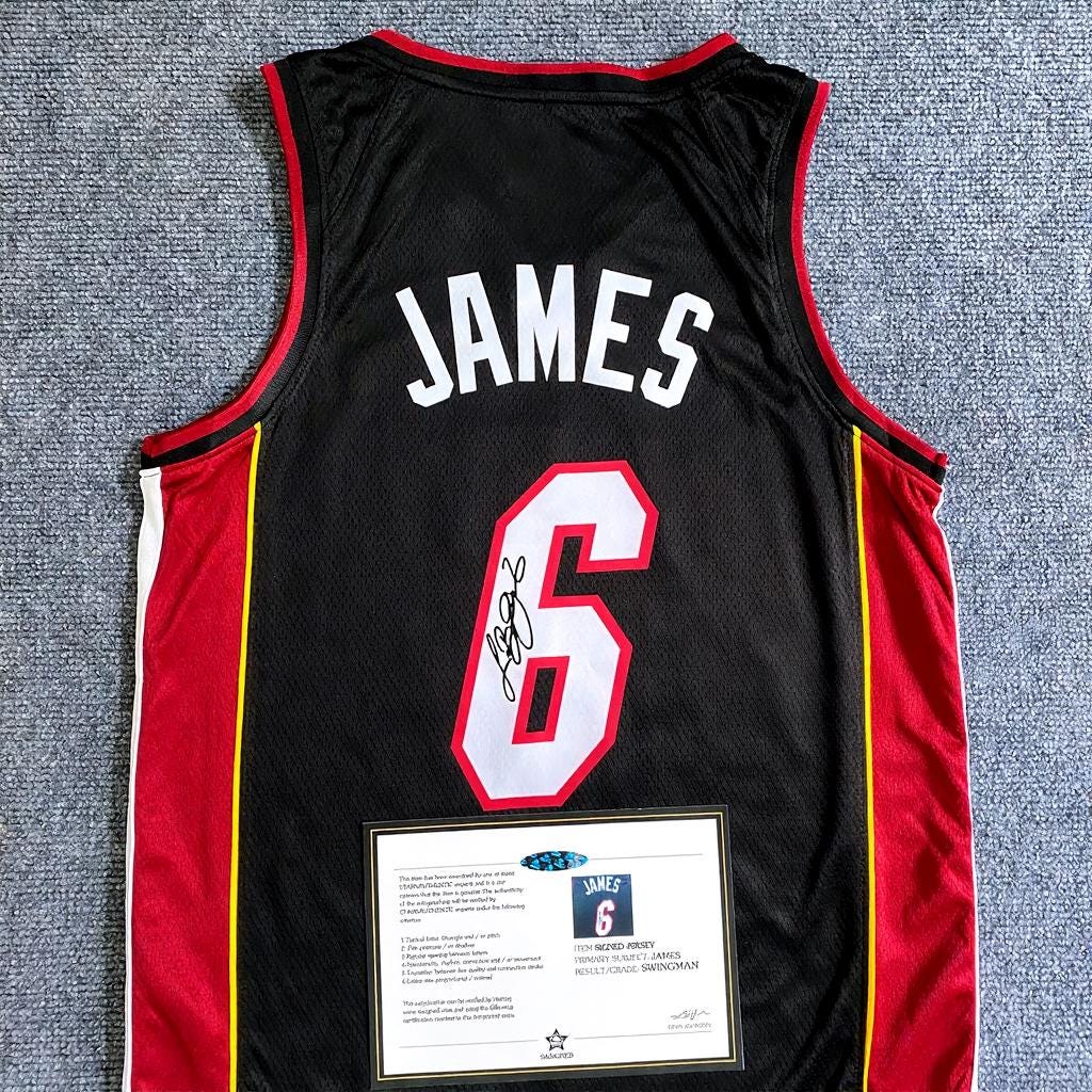 Lebron James SIGNED - Miami Heat 13/14 Away Jersey/Shirt - PRINTED AUTOGRAPH