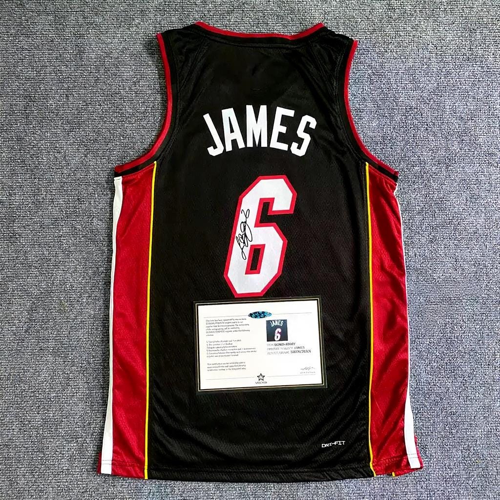Lebron James SIGNED - Miami Heat 13/14 Away Jersey/Shirt - PRINTED AUTOGRAPH